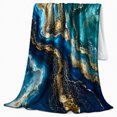 thumbnail image 2 of Marbled Navy Teal Gold Sofa Scene Elegant Abstract, Festive Halloween Scene, Warm Flannel Blanket for Beach House and Living Room, Art Lovers Halloween Gift, Festive Home Decor, 2 of 9