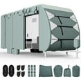 thumbnail image 3 of Travel Tailer RV Cover Camper Cover 20-22ft Super Thick Waterproof Windproof Anti-UV Rip-Stop Motorhome Covers with 2 Long Straps 4 Tire Covers Tongue Jack Cover, 3 of 5