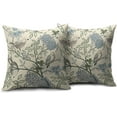 thumbnail image 2 of Vintage Floral Bird Pillow Covers 16x16 Inch Set of 2 Gray Blue Green Flowers Leaves Decorative Throw Pillows For Couch Chinoiserie Square Pillow Cases Home Decor For Sofa Bed Porch Room Outdoor, 2 of 6