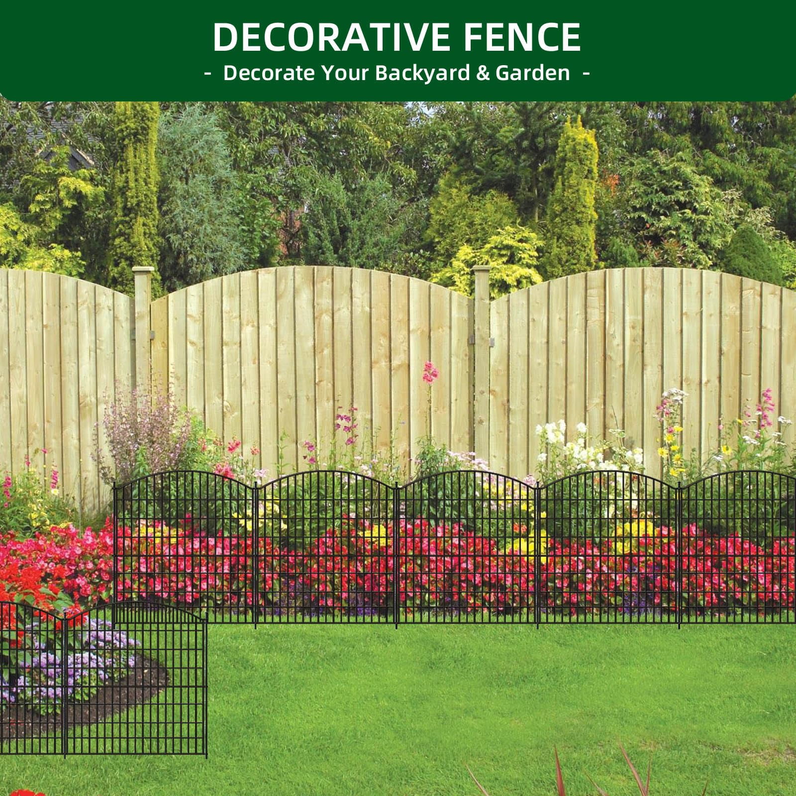 Decorative Garden Fence, No Dig Decorative Fence for Outdoor,Yard, Patio,32 in(H)  Animal Barrier Rustproof Metal Wire Panel,Temporary Dog Fence