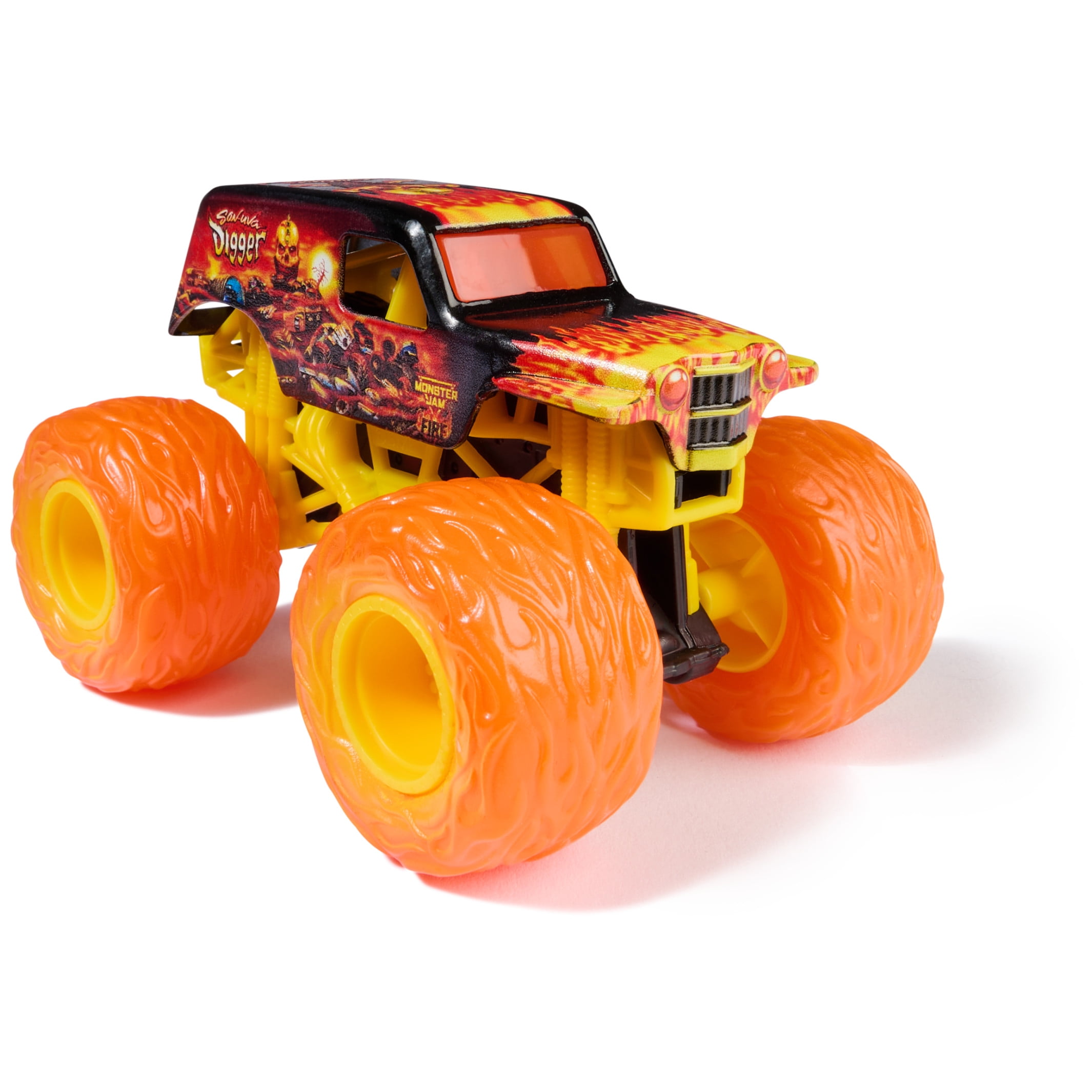 Monster Jam, Official Fire & Ice, SonUva Digger and Earth Shaker DieCast Monster Trucks, 1:64 Scale,(图3)