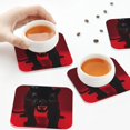 thumbnail image 3 of KLL Drink Coasters Set Square of 4,PU Leather Absorbent Coasters Set Decorative Coffee Cup Coasters Housewarming Gift for Home Decor-Black Panther Red Background, 3 of 5