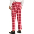 thumbnail image 3 of INSPIRE CHIC Plaid Pattern Pants for Men's Slim Fit Flat Front Work Office Checked Trousers Red 34, 3 of 4