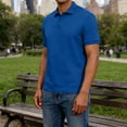 thumbnail image 6 of YODETEY Men’s Classic Solid Polos Shirt, Men’s Everyday Fit Collar Casual Shirts,Big and Tall Blue,Size S-3XL, 6 of 6