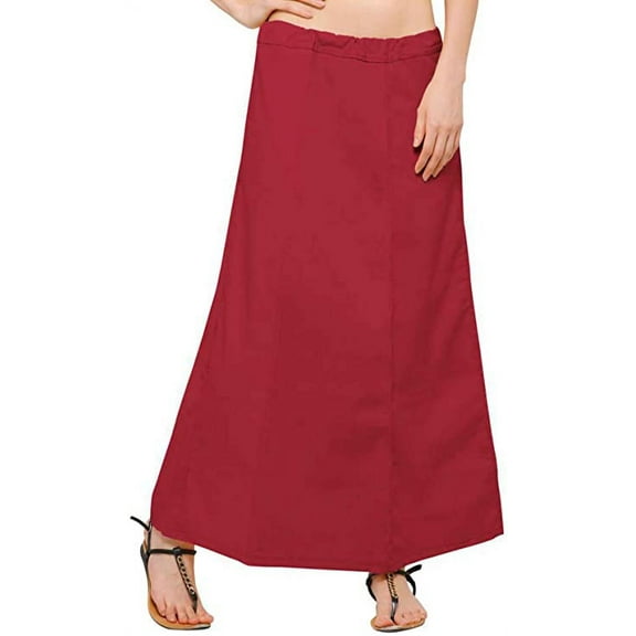 Stylesindia Women's Cotton Readymade Indian Inskirt Saree Petticoats Underskirt - Maroon