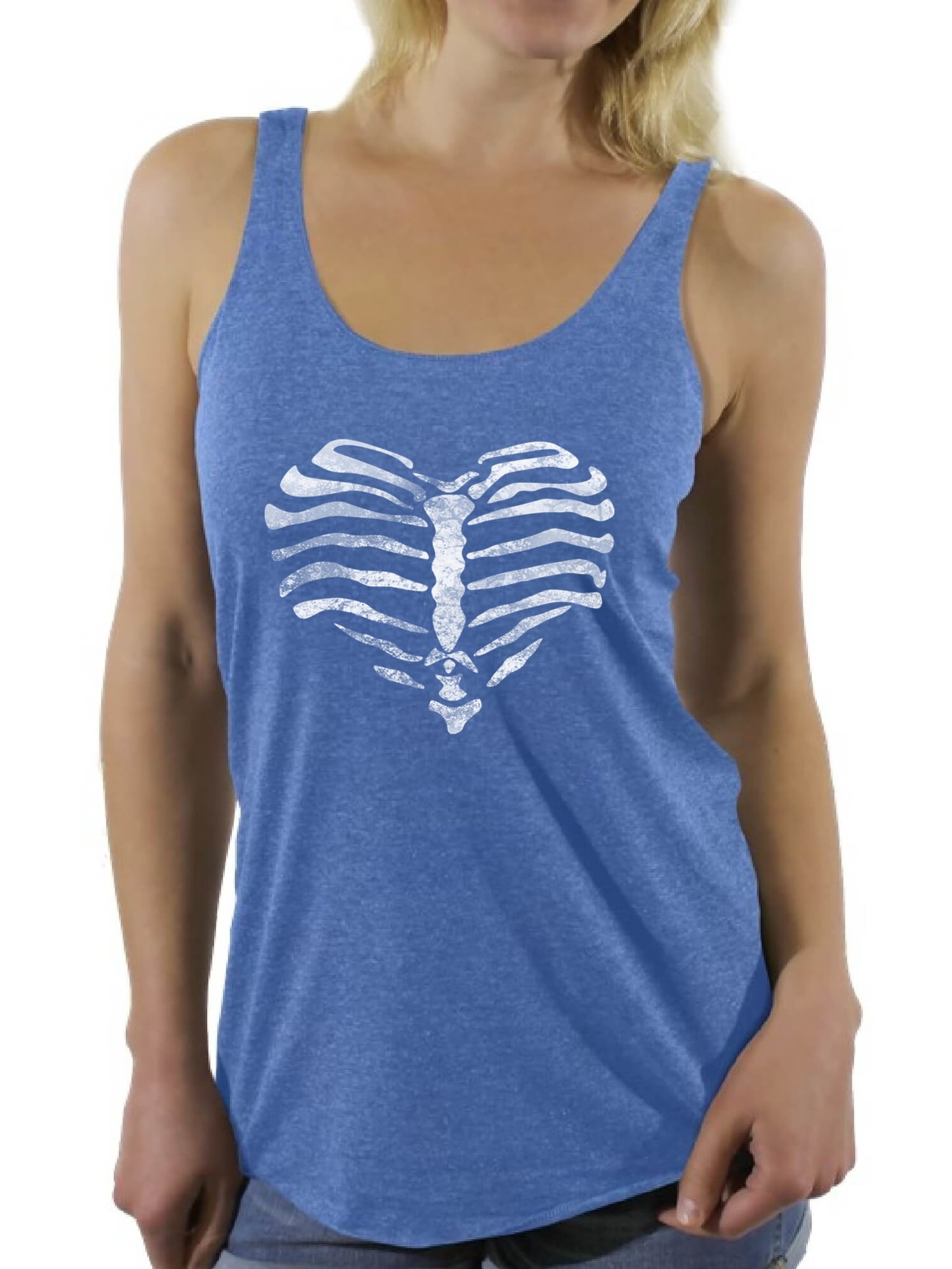 Womens Heart Palm Skeleton Hands Workout Muscle tank tops Vest Sleeveless Top 