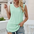 thumbnail image 4 of Plus Size Tank Tops for Women under $10 Sleeveless V-neck Solid Color Comfortable Hollow Out Loose T-shirt Casual Tops Green S, 4 of 5