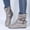Grey, variant on DPTALR Women's Winter Flat Leather Belt Buckle Suede Zipper Round Toe