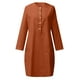 thumbnail image 4 of ICHUANYI Clearance Women Fashion Round-Neck Pockets Button Dress Solid Long Sleeve Dress(Red, L) ICHUANYI WER2023080804861, 4 of 5