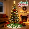 thumbnail image 2 of PayUSD 36 Inch Christmas Tree Skirt Plush Skirts Decoration for Merry Christmas Party Faux Fur Christmas Tree Skirts Decorations Xmas Party Holiday Decorations, Deer and Snowflake Pattern, Green, 2 of 6