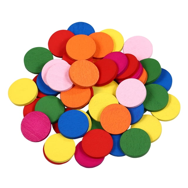 Shisuyan STOBOK 50pcs Round Wood Piece Colorful Disc Learning Tools Pupils Mathematics Teaching Aids for Kid Child Girl (Mixed Color)