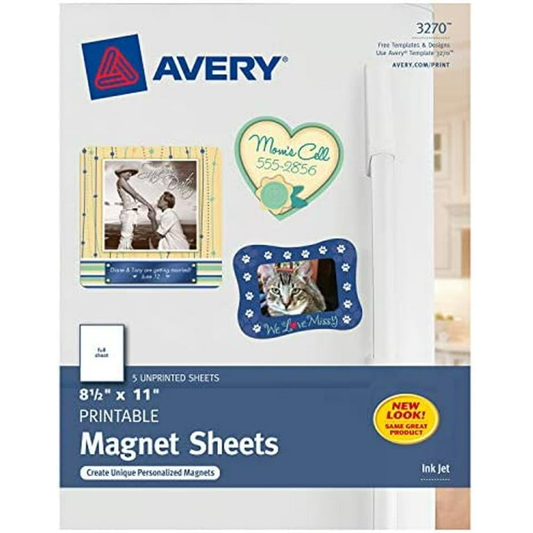 Avery® Printable Magnet Sheets, 8.5 x 11 , 5 Sheets (3270)