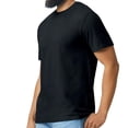 thumbnail image 5 of Hanes Short Sleeve Crewneck T-Shirt, Men's 5 Oz 100% Cotton Black Classic Fit Tee, 3 Pack, 4XL, 5 of 6