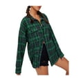 thumbnail image 2 of Franhais Female Shirt, Adults Plaid Turn-Down Collar Long Sleeve Tops Single-Breasted Blouse for Spring Fall, XS/S/M/L/XL/XXL, 2 of 9
