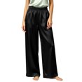 thumbnail image 5 of Nugftut Womens Pajama Pants High Waist Satin Wide Leg Pants with Pockets Soft Comfortable Loungewear Pajamas, 5 of 8