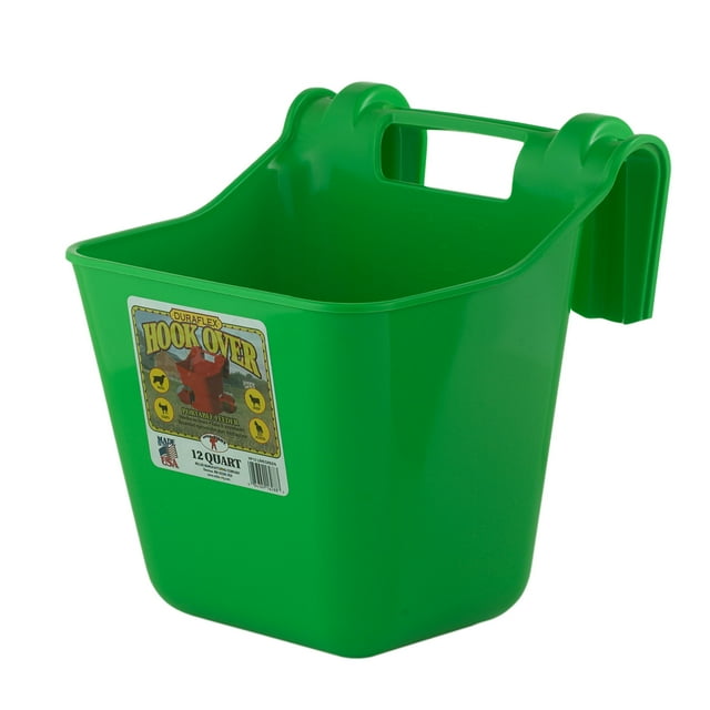 Little Giant 12 Quart Mountable Livestock Pet Hook Over Feeder, Lime Green