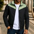 thumbnail image 2 of Men's Color Block Bomber Jacket Lightweight Varsity Coat Windproof Lapel Collar Loose Fit Casual Sports Top, 2 of 7