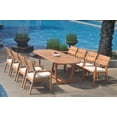 thumbnail image 4 of Grade-A Teak Dining Set: 8 Seater 9 Pc: 94" Mas Oval Trestle Leg Table And 8 Vellore Stacking Arm Chairs Outdoor Patio WholesaleTeak #WMDSWVm, 4 of 4