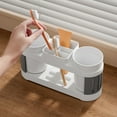 thumbnail image 6 of Bathroom Toothbrush Holder with Cup, Compact Countertop Organizer for Toothpaste & Brushes, Simple Plastic Tray ,bathroom organizers, toothbrush stand,WH1,1PC,, 6 of 6