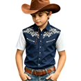 thumbnail image 4 of PRfgtbd Boys 4th of July Shirt Kids Western Cowboy Shirts Printed Short Sleeve Button Down Shirt Holiday Casual Tops For Children Wear 10-11 Years, 4 of 4