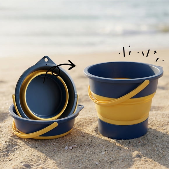 Cubo de agua de plástico plegable para camping, pesca y playa | Contenedor utilitario portátil plegable para exteriores | Almacenamiento para agua, plantas y herramientas en viajes, coche y hogar