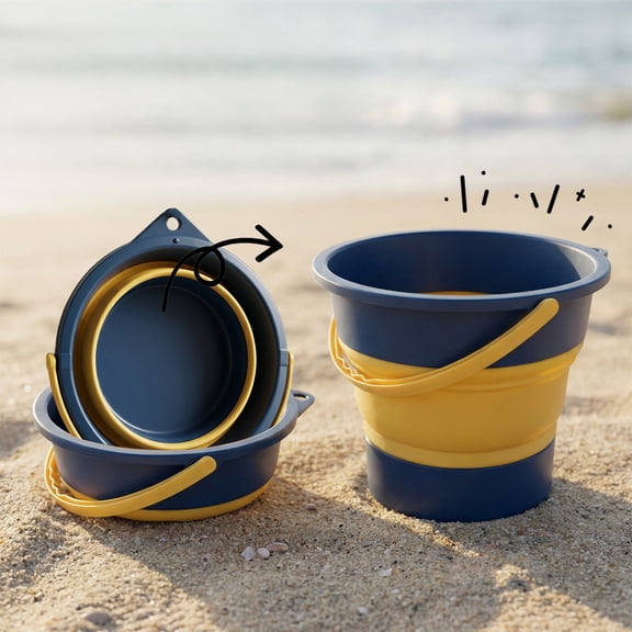 Foldable Plastic Water Bucket, Portable Fishing Bucket, Thickened Outdoor Bucket for Camping Beach, 8.70x7.48x8.70in