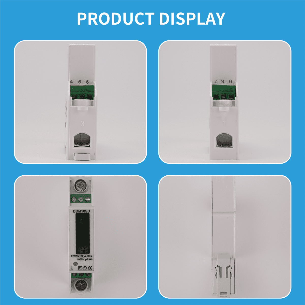 5-100A 220V Energy Meter Single Phase RS485 MODBUS Protocol LCD Backlit Display Din Rail Watt Meter Energy Meter,1 * DDM18SD Energy Meter 2 * Shell Accessories 1 * User manual,white