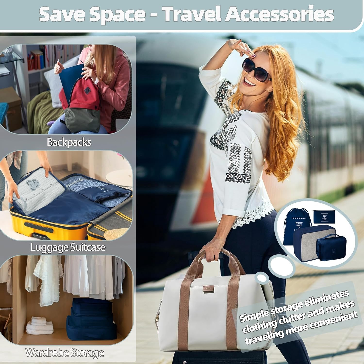 10 count Set Packing Cubes - Travel Packing Organizers, Expandable Suitcase Organizer, Luggage Organizer Bags