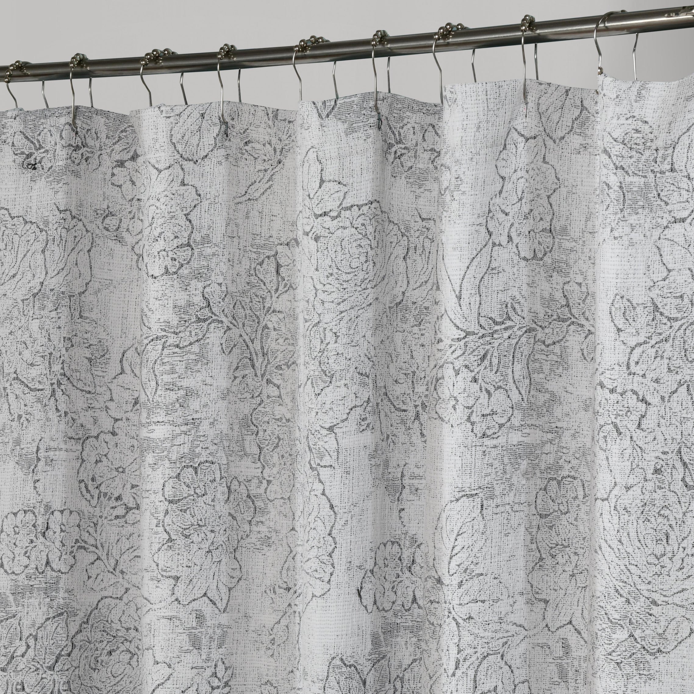 Dainty Home Shelley Heavy Floral Jacquard Shower Curtain, Textured Polyester Fabric, 72 x 72 Inches