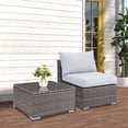 thumbnail image 5 of Cozyhom 2 Pieces Outdoor Patio Armless Sofa With One Coffee Table, Wicker Terrace Sofa, Outdoor Corner Seating, Gray., 5 of 15