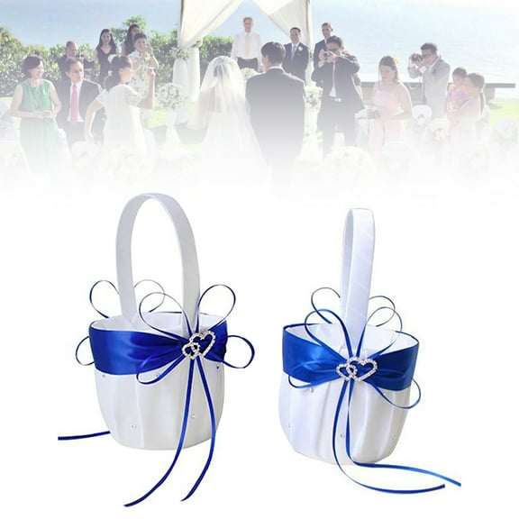 Walbest Romantic Flower Basket Large Capacity Lace Elegant Appearance Bowknot Wedding Basket Party Supplies