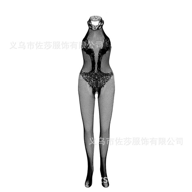 Pink Temptation Sexy Lingerie Transparent Jacquard Fishnet Clothes Lace Sexy See-through Mesh Open File Free off