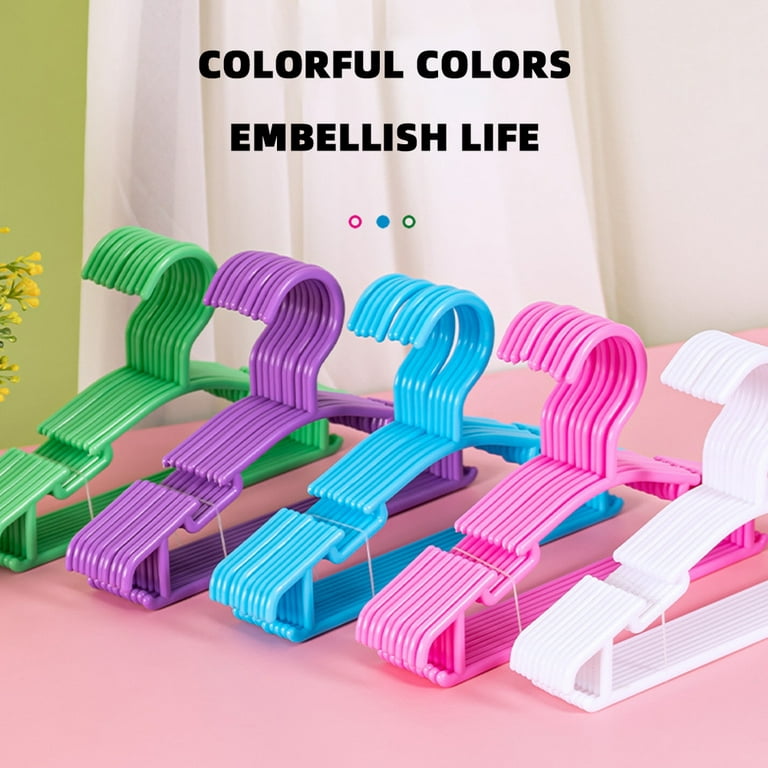 Ikemiter 10PCS Kids Hangers Plastic Thickened Coat Rack Non-Slip Clothes  Hangers Baby Colored Clothes Hanger(Green)