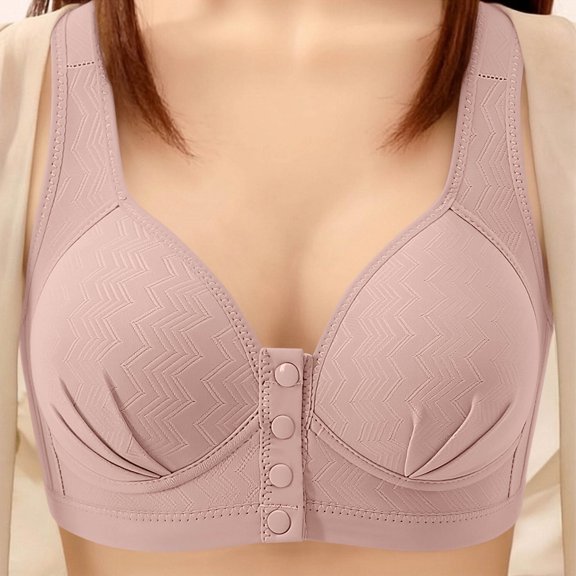 Fatuov Womens Wireless Everyday Bra Front Closure Full Coverage Breathable Fabric Daily Wear Bra Push Up Underwear 40A