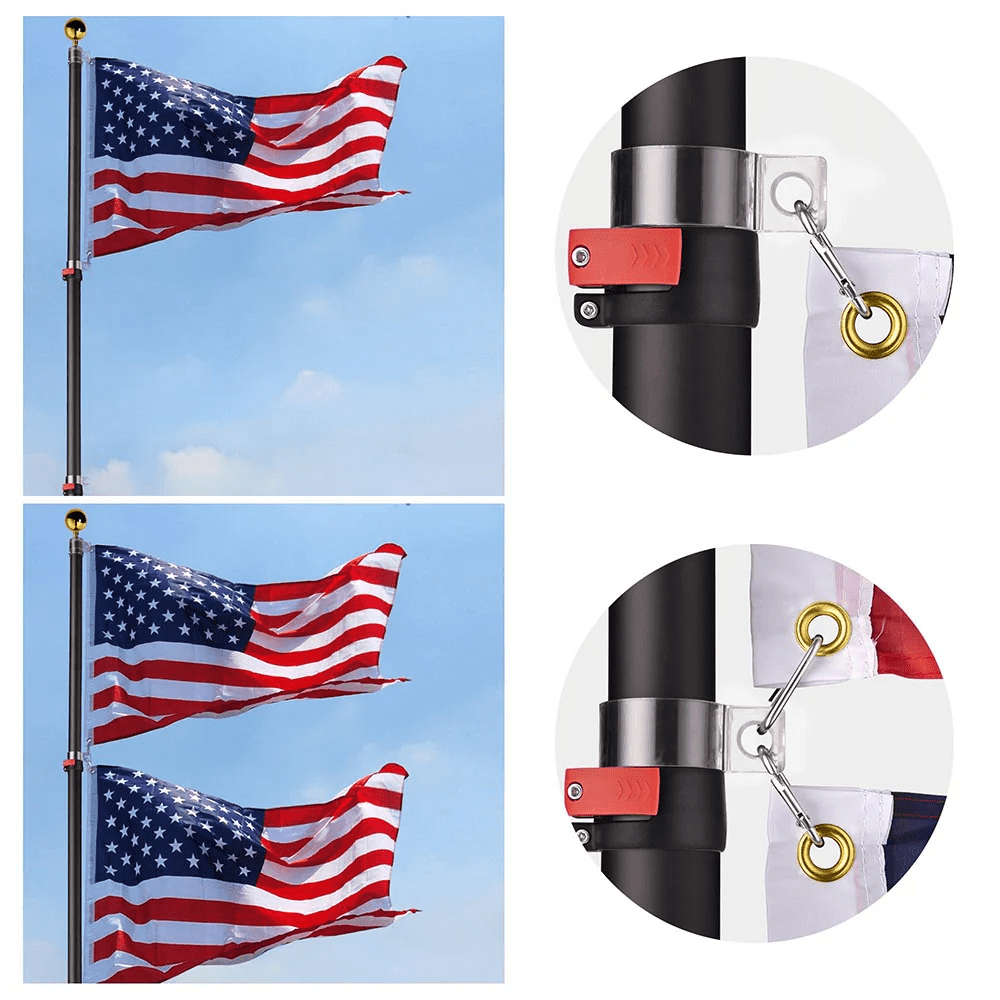 American Aluminum Telescopic Flagpole Set 20', Silver