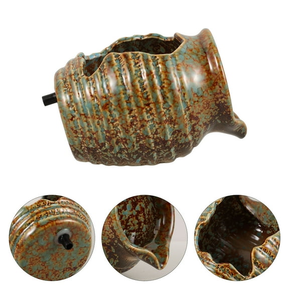 FRCOLOR Fountain Water DIY Clay Pot Ecological Tank 14.50X11.50X10.00CM Olive Green