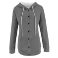 thumbnail image 6 of Jalioing Workout Tops for Women Long Sleeve Hooded Single-Breasted Button Drawstring Coats Solid Color Sports Outwear (Large, Gray), 6 of 6