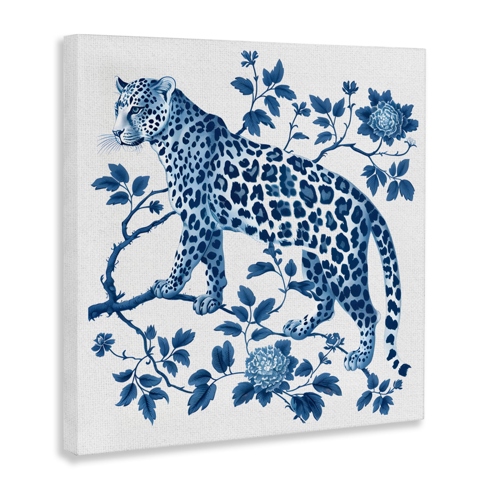 Traditional Ornate Floral Leopard Canvas Wall Art, design by Lettered and Lined