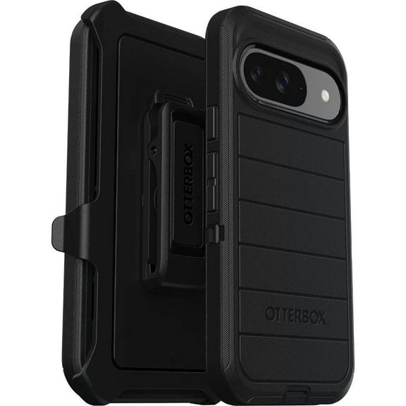 OtterBox Google Pixel 9 & Pixel 9 Pro (Only) - Defender Series Pro Case - Black - Rugged & Durable - with Port Protection - Includes Holster Clip Kickstand - Non-Retail Packaging