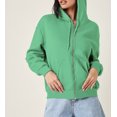 thumbnail image 4 of xiaxaixu Femmes Manches Longues Couleur Unie Doublée Zip en Vrac à Capuche, 4 of 6