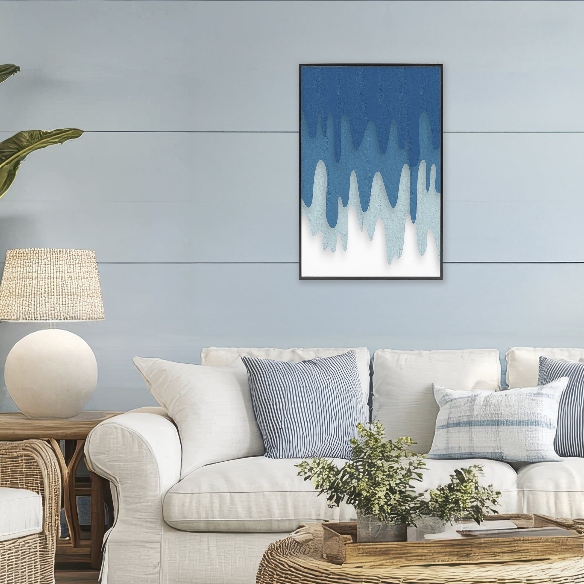 Stupell Industries Water Wave Fluid Contour Black Framed Giclee Art, design by Martina Pavlova