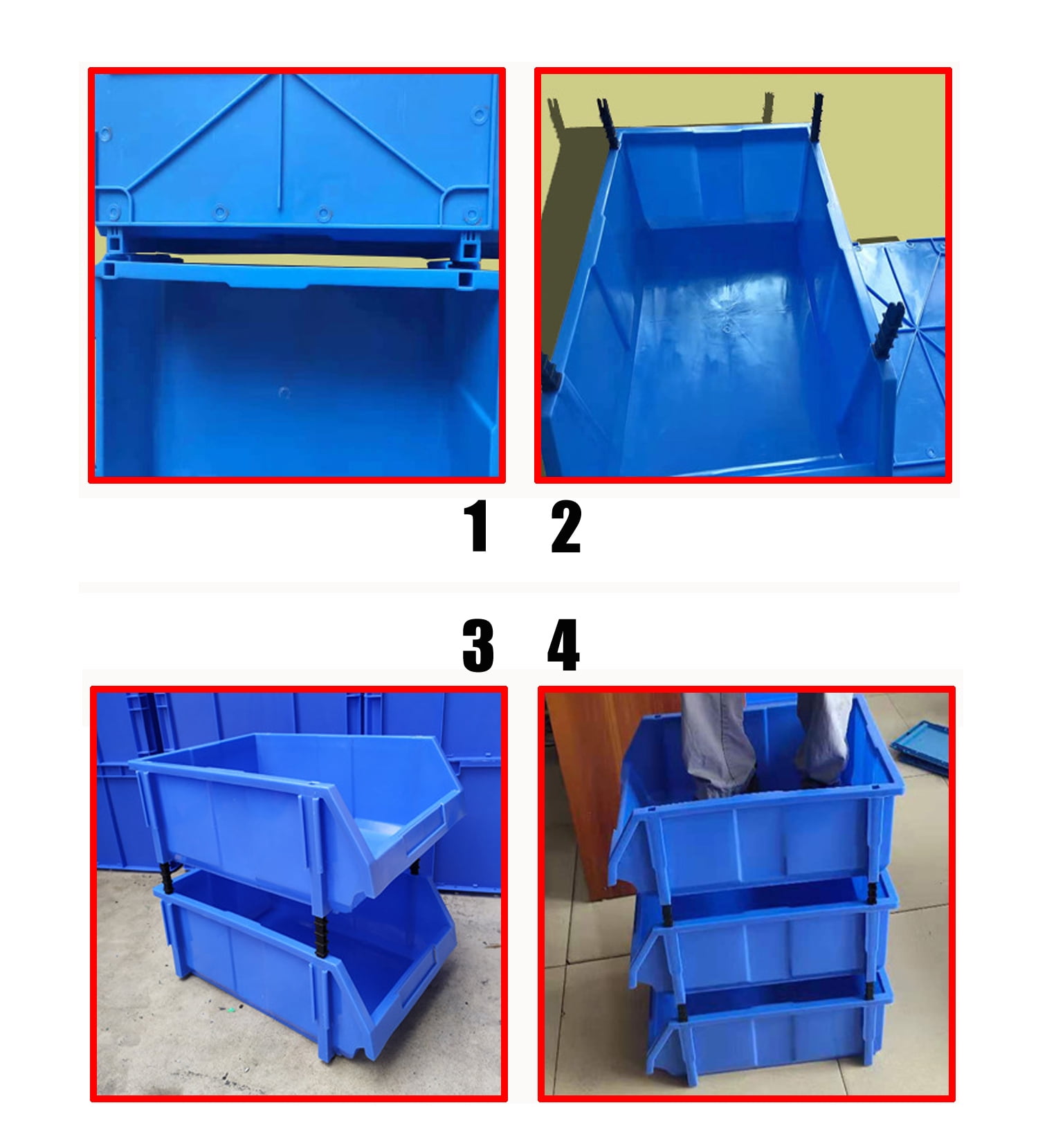 Yellow 2 Pcs Garage Storage Tool Bin Plastic Hanging Stacking Stackable Organizer Storage Rack for Hardware Tools Organization Workshop Parts 13.5 x 7.8 x 5.5 Inch