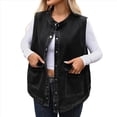 thumbnail image 3 of Chaleco Vaquero Extragrande para Mujer, Chaleco Vaquero de Longitud Media, Chaqueta Sin Mangas. Negro y Gris S, 3 of 9