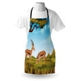 thumbnail image 4 of Antelope Apron, Cartoon Nature Scene Landscape with Animals on Grass Wildlife Outdoorsy Graphic, Unisex Kitchen Bib with Adjustable Neck for Cooking Gardening, Adult Size, Multicolor, by Ambesonne, 4 of 4