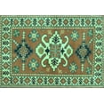thumbnail image 1 of Ahgly Company Machine Washable Indoor Rectangle Geometric Turquoise Blue Traditional Area Rugs, 2' x 4', 1 of 4