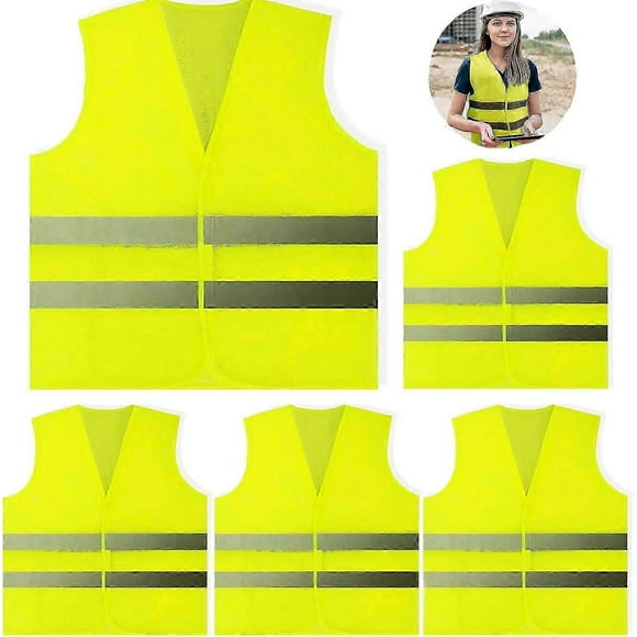 5 Pack Hi Vis Vests,safety Vests,standard Size Reflective High Visibility Vests,unisex Hi Vis Jacket For Traffic Work, Running, Surveyor