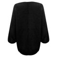 thumbnail image 4 of VISALY V Neck Pullover Sweater Knit Sweater Womens Fall Sweaters 2024 Chunky Loose Long Sleeve V Neck Oversized Casual Knit Pullover Tops Crochet Sweaters Womens Sweatshirts Women Pullover Black L, 4 of 7