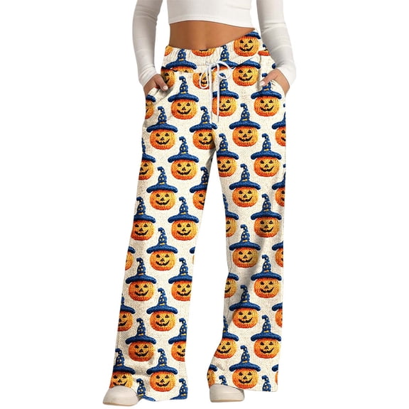 Halloween Sweatpants for Women Lightweight Running Sport Printed Halloween Wide Leg Pants for Women