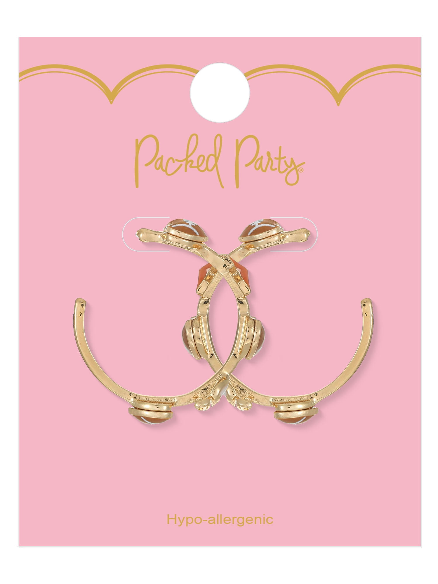 Packed Party Kickoff Classic Football Hoop Earrings