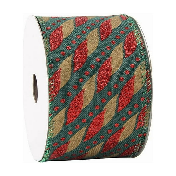 Wired Edge Plaids Ribbon - Christmas Check Rib pattern red green gold, 6.3cm Farmhouse Craft for DIY Gift Wrapping, Wreath, Xmas Tree Bow Decoration, 10 Yards